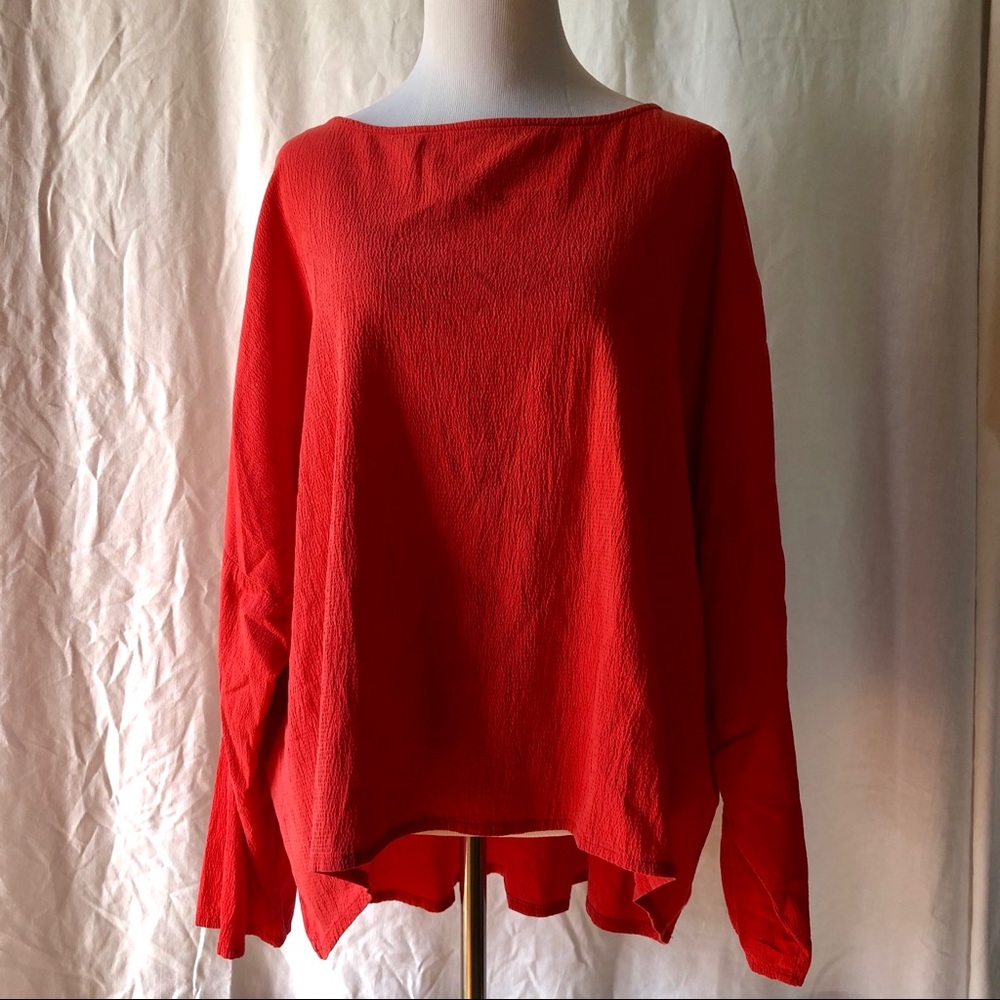 Chico's Textured Coral High Low Blouse (L)